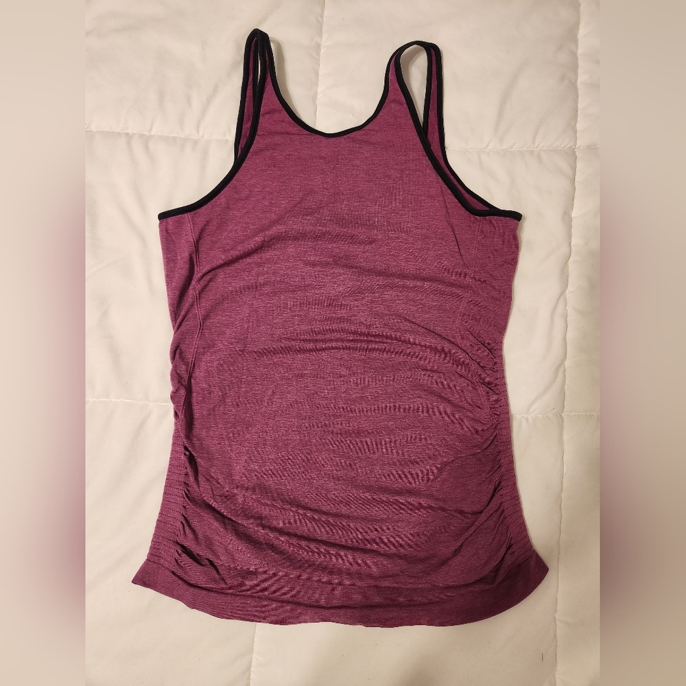 Lululemon purple flow Pink V Neck Ruched Wide Strap Activewear Tank Top 8